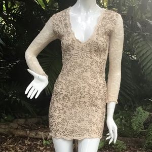 Vintage 90s hand painted stretch lace Dress